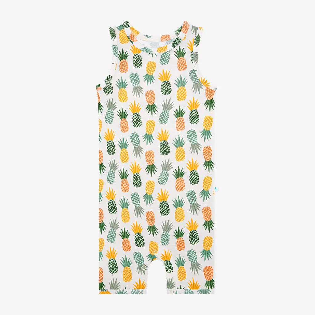 Posh Peanut Basic Racerback Short Length Romper in McGuire
