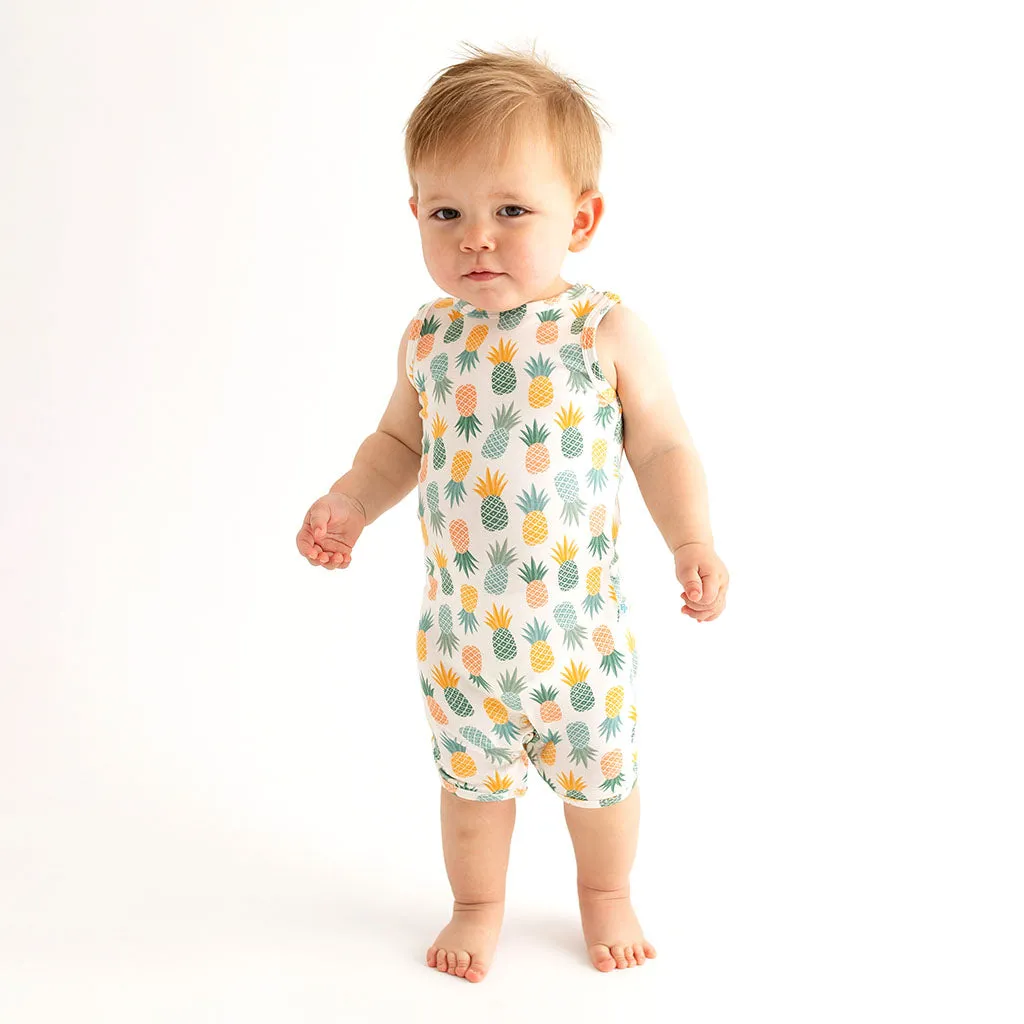 Posh Peanut Basic Racerback Short Length Romper in McGuire