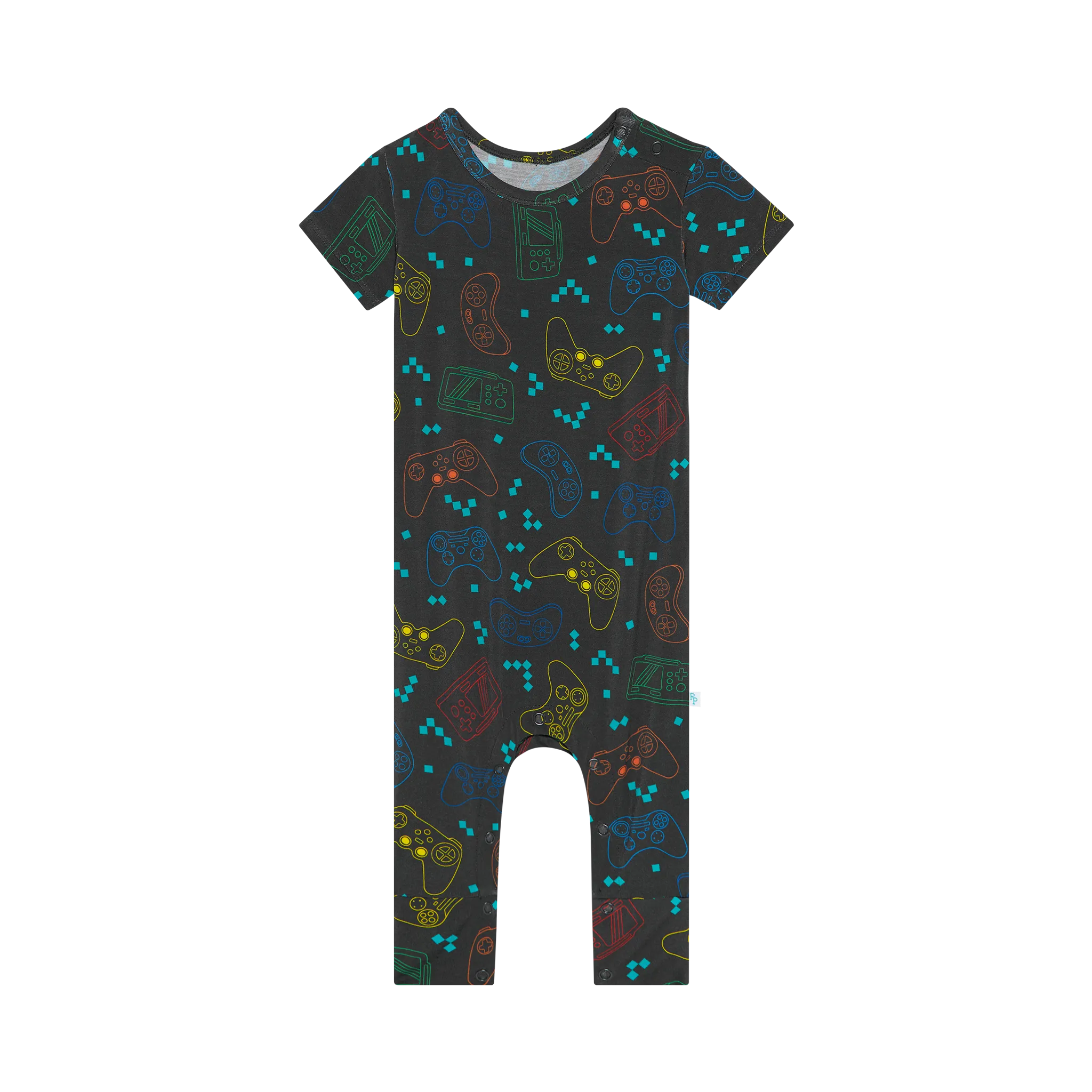 Posh Peanut Short Sleeve Basic Romper in Posh Player One