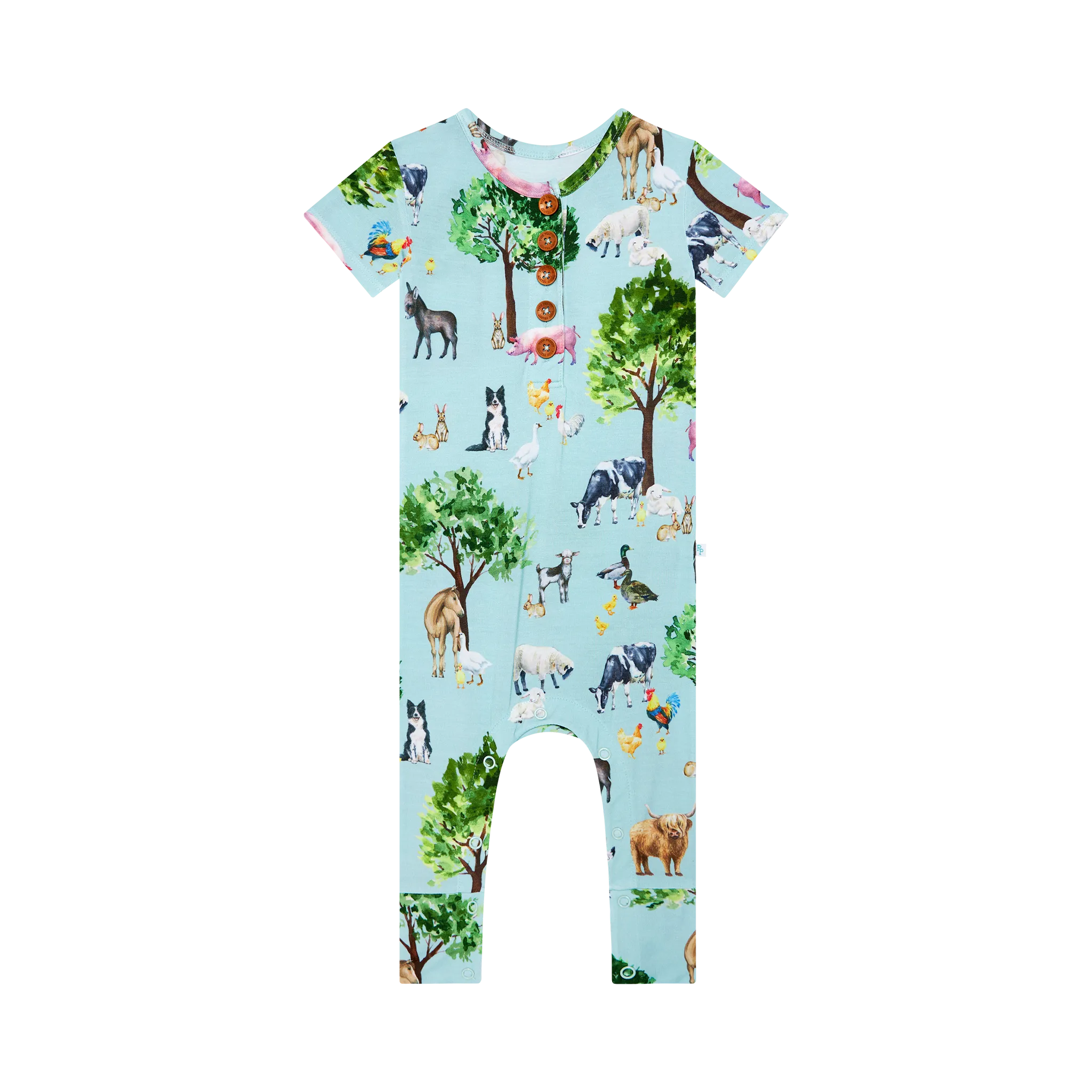 Posh Peanut Short Sleeve Henley Romper in Brayden