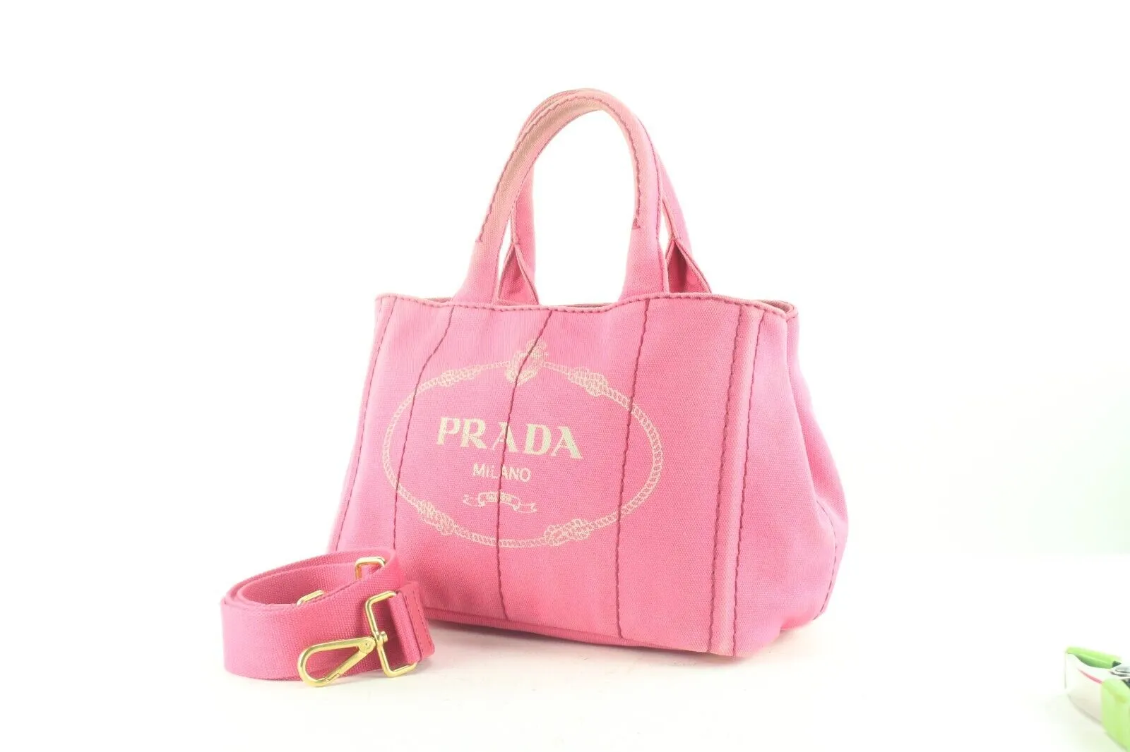 PRADA Pink Denim Canvas Canapa 2way Tote 2PR831K