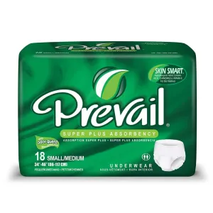 Prevail® Super Plus Underwear , Small/Medium*, Green, 34"-46", 4 bags of 18 (72 ct.)
