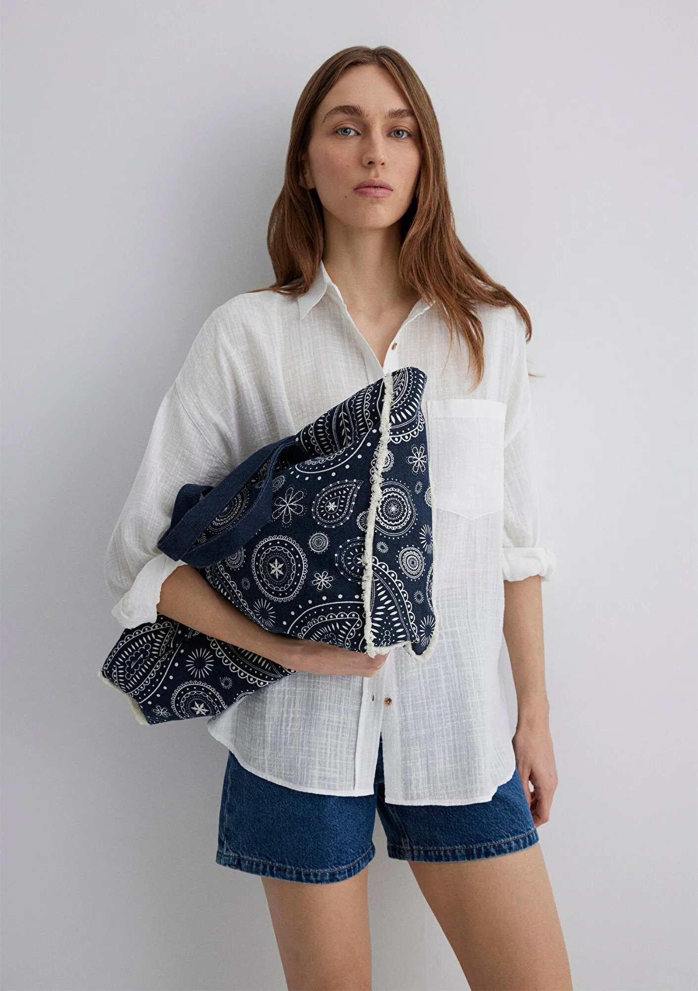 Printed Navy Shoulder Bag
