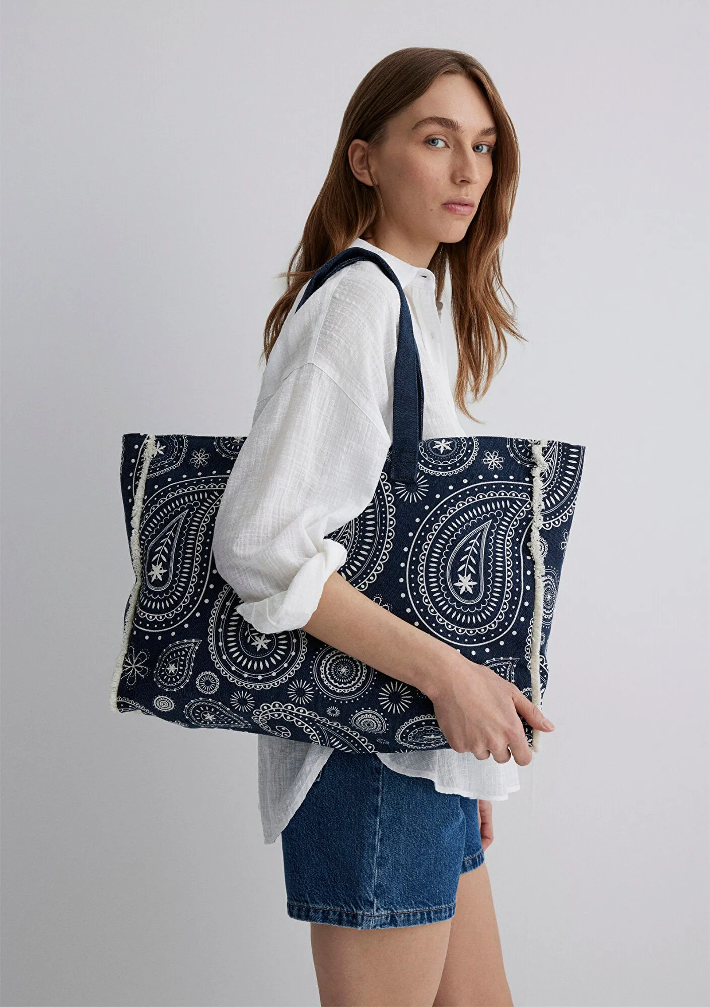 Printed Navy Shoulder Bag