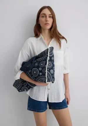 Printed Navy Shoulder Bag