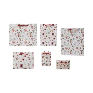 Printed Recycled Paper Gift Bags, 2 Styles, Set of 3