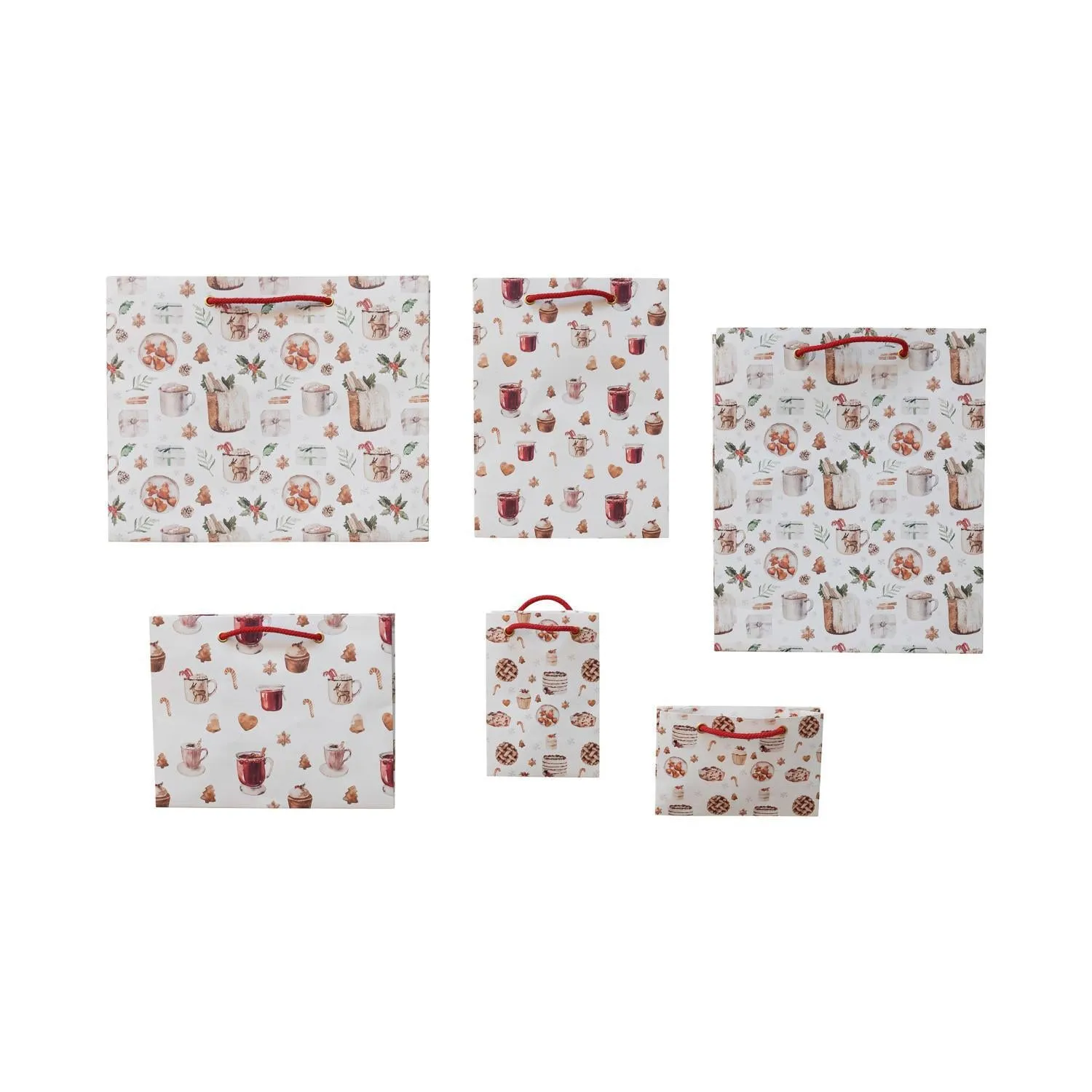 Printed Recycled Paper Gift Bags, 2 Styles, Set of 3