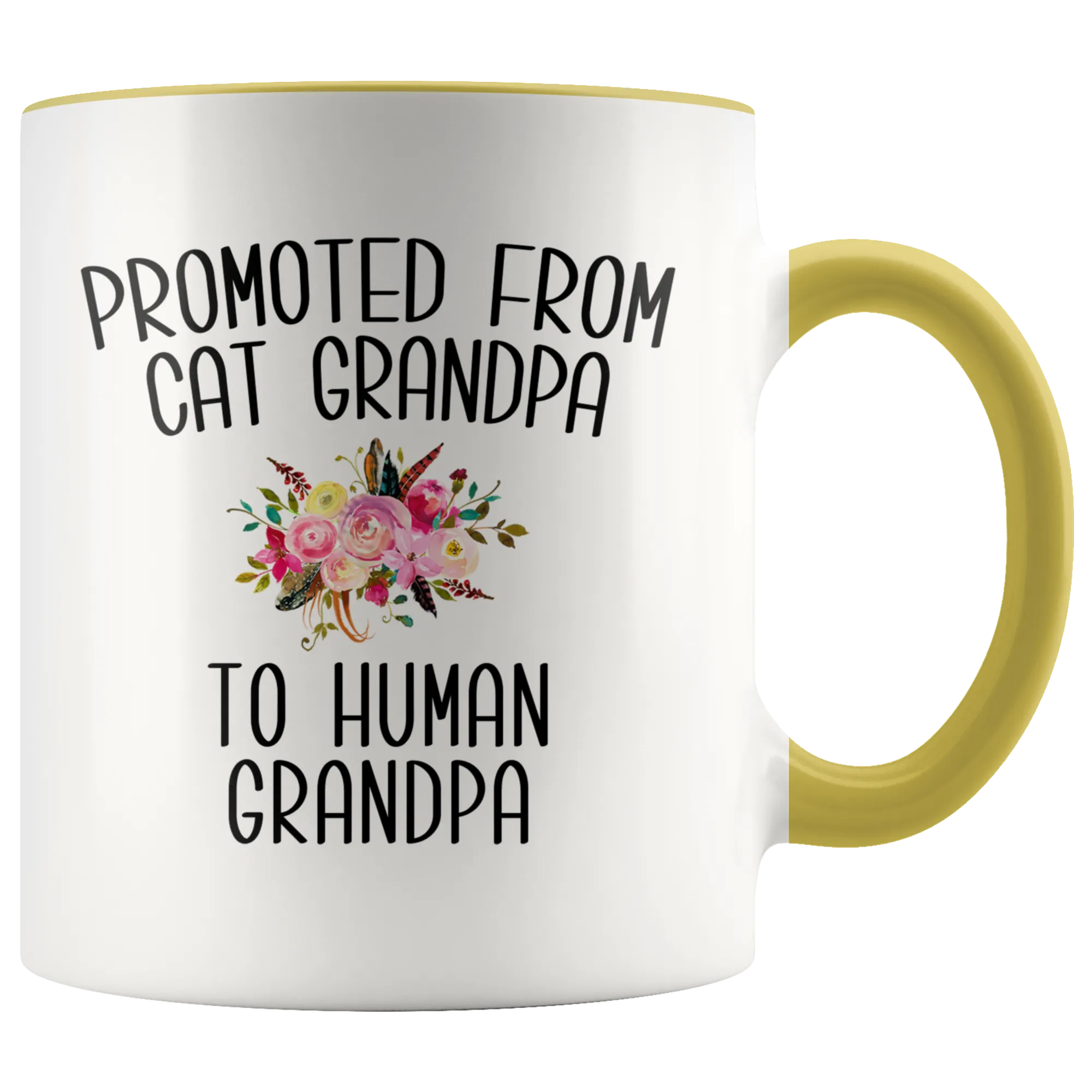 Promoted From Cat Grandpa To Human Grandpa Mug Grandfather Pregnancy Announcement Father in Law Reveal Gift for Him