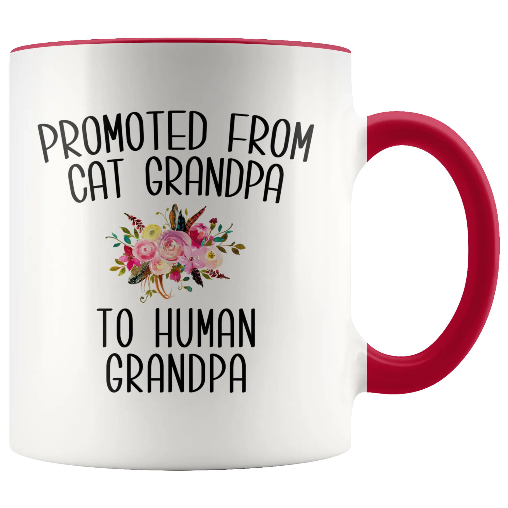 Promoted From Cat Grandpa To Human Grandpa Mug Grandfather Pregnancy Announcement Father in Law Reveal Gift for Him