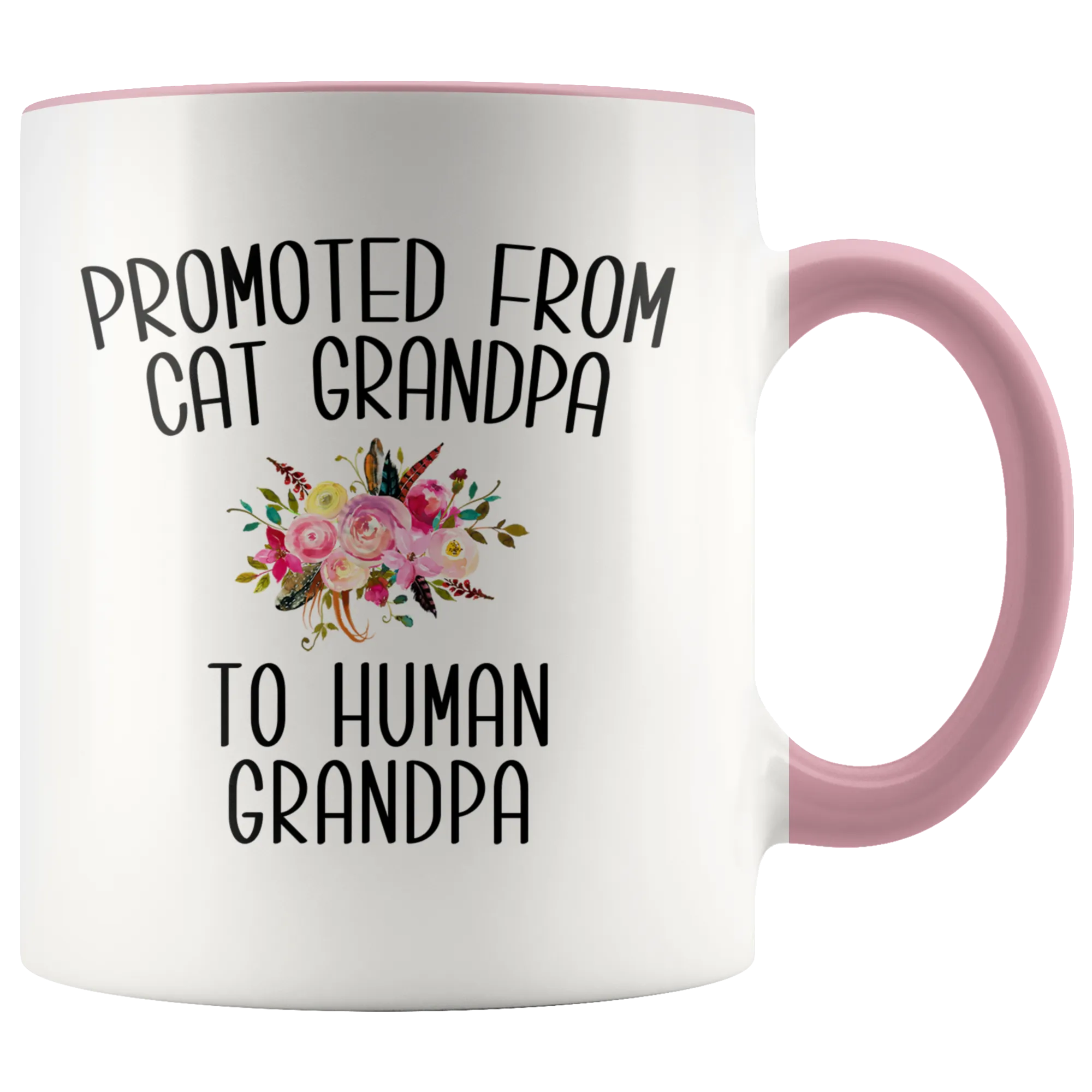 Promoted From Cat Grandpa To Human Grandpa Mug Grandfather Pregnancy Announcement Father in Law Reveal Gift for Him