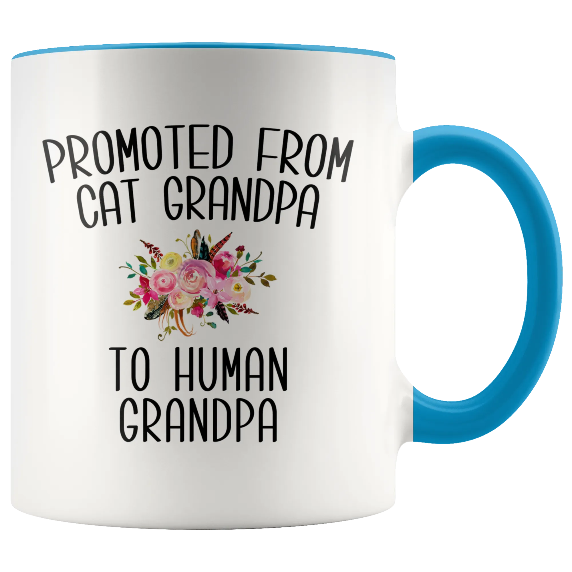 Promoted From Cat Grandpa To Human Grandpa Mug Grandfather Pregnancy Announcement Father in Law Reveal Gift for Him