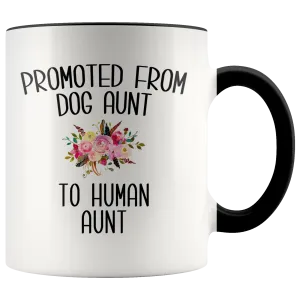 Promoted From Dog Aunt To Human Aunt Mug New Aunt Pregnancy Announcement Aunt Reveal Gift for Her Baby Shower Gifts