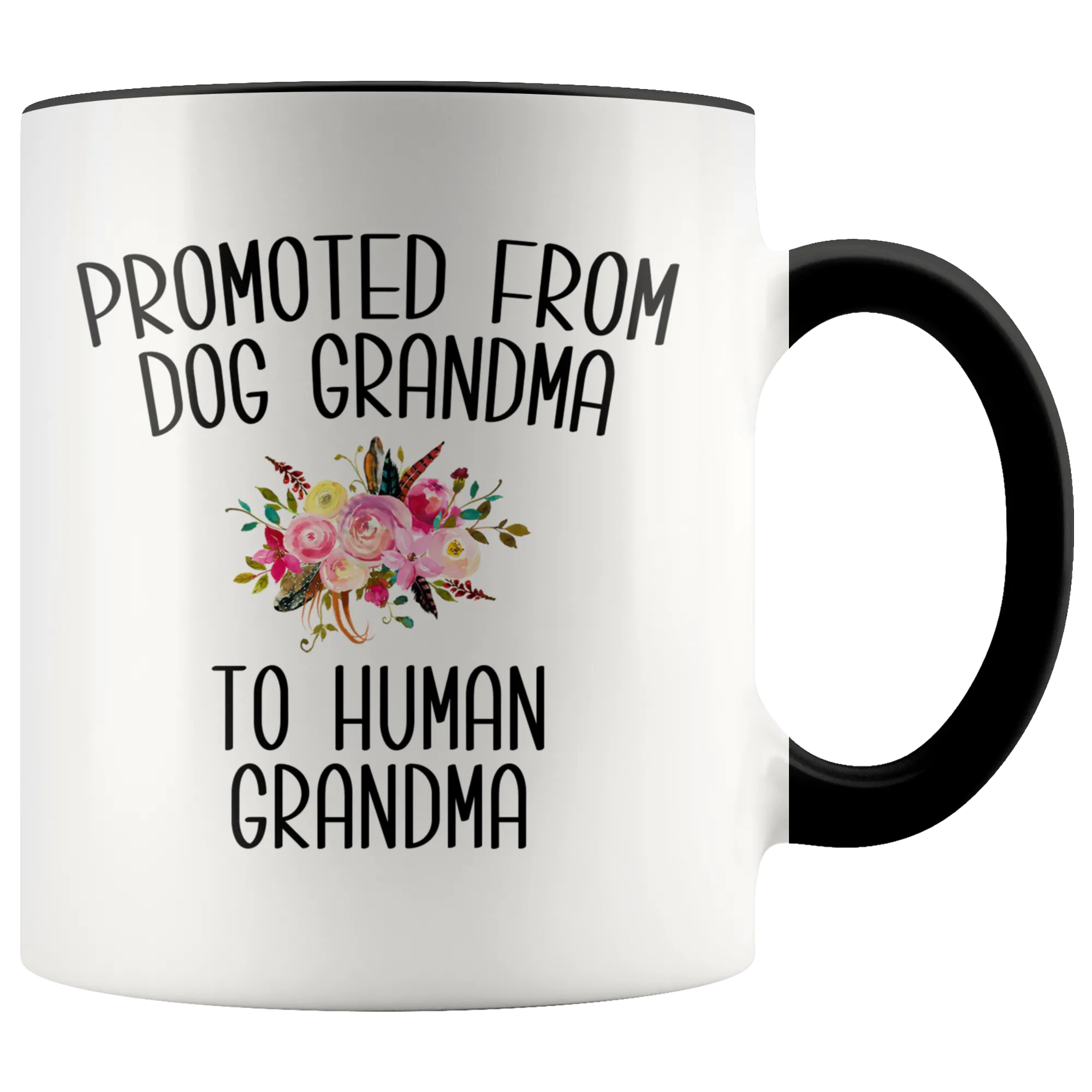 Promoted From Dog Grandma To Human Grandma Coffee Mug Grandma Pregnancy Announcement Cup Mother in Law Reveal Gift for Her