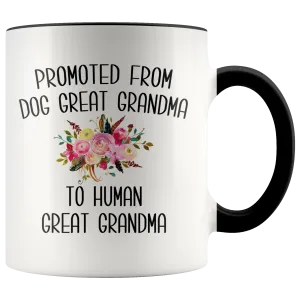 Promoted From Dog Great Grandma To Human Great Grandma Mug Great Grandmother Pregnancy Announcement Reveal Gift for Her