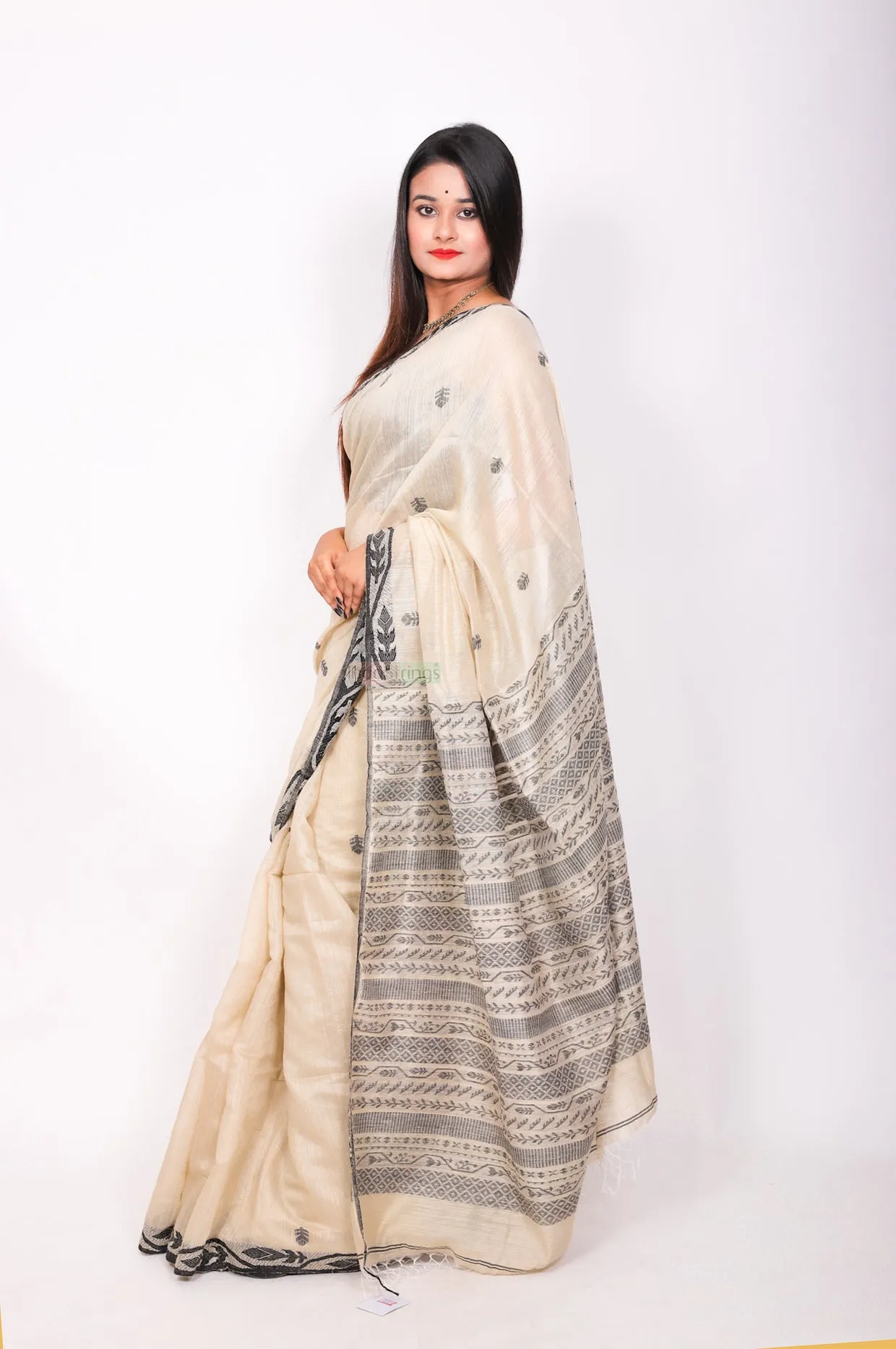 Pure matka thread work -  Light beige