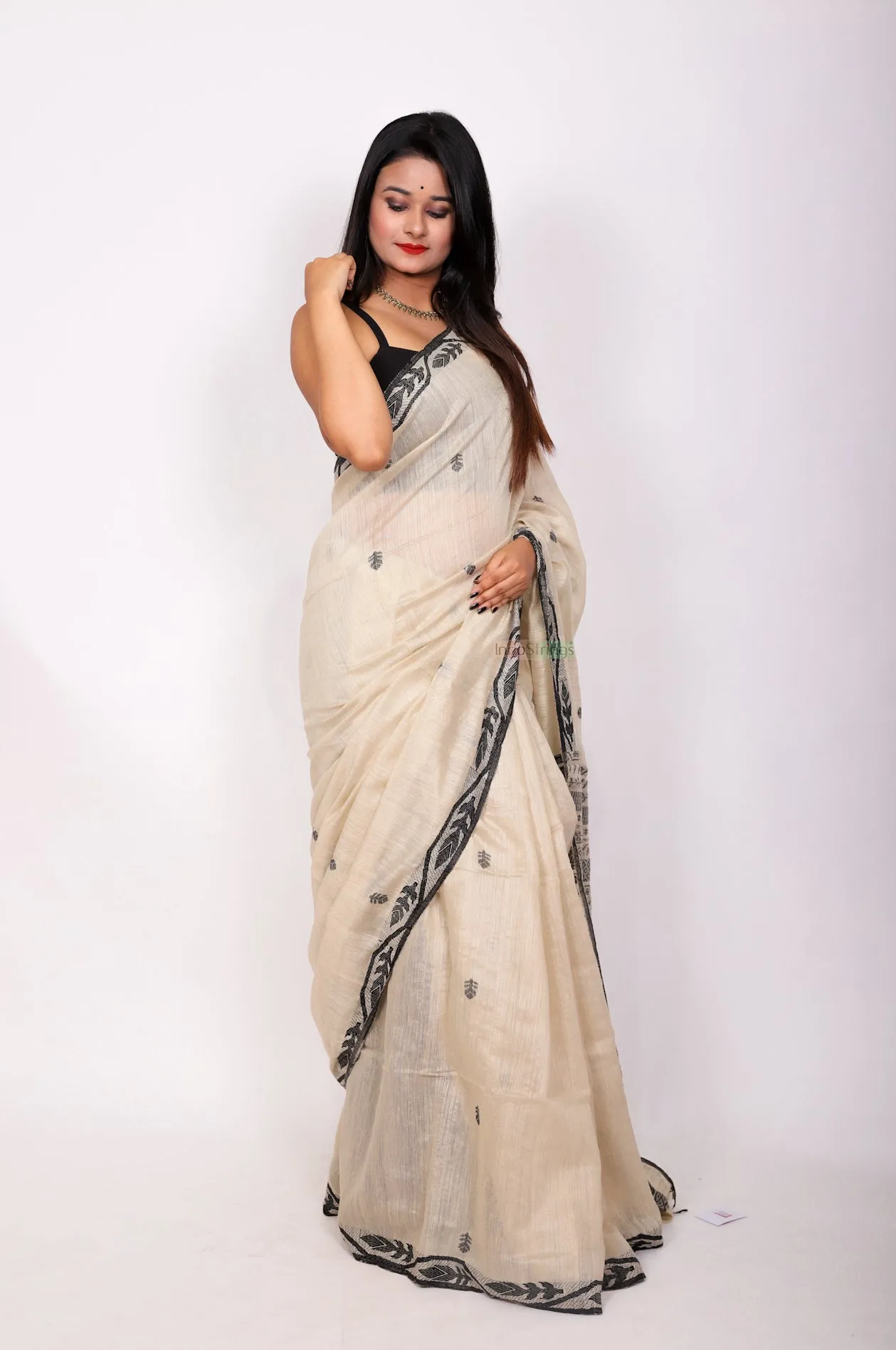 Pure matka thread work -  Light beige