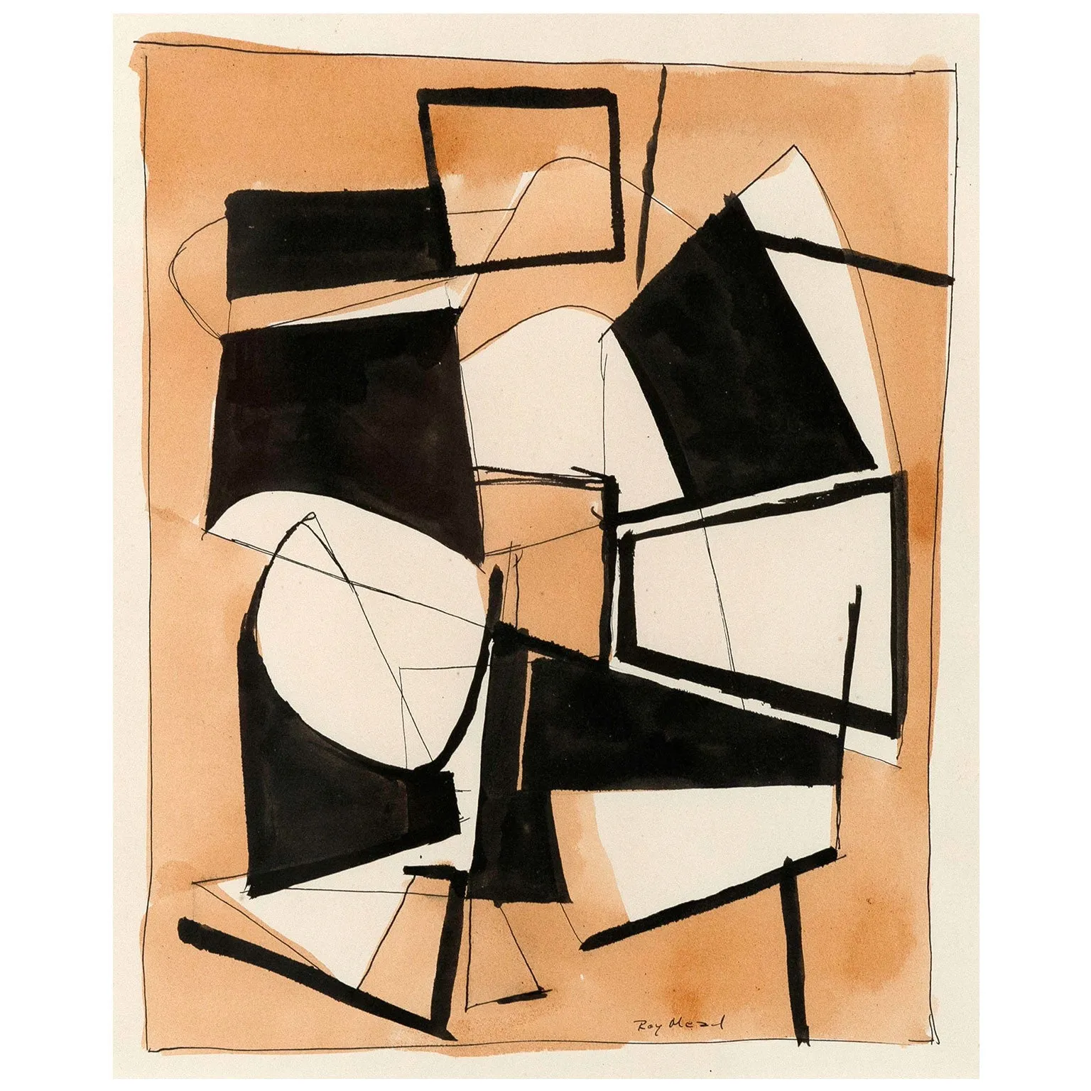 RAY MEAD "UNTITLED" WATERCOLOR, 1955