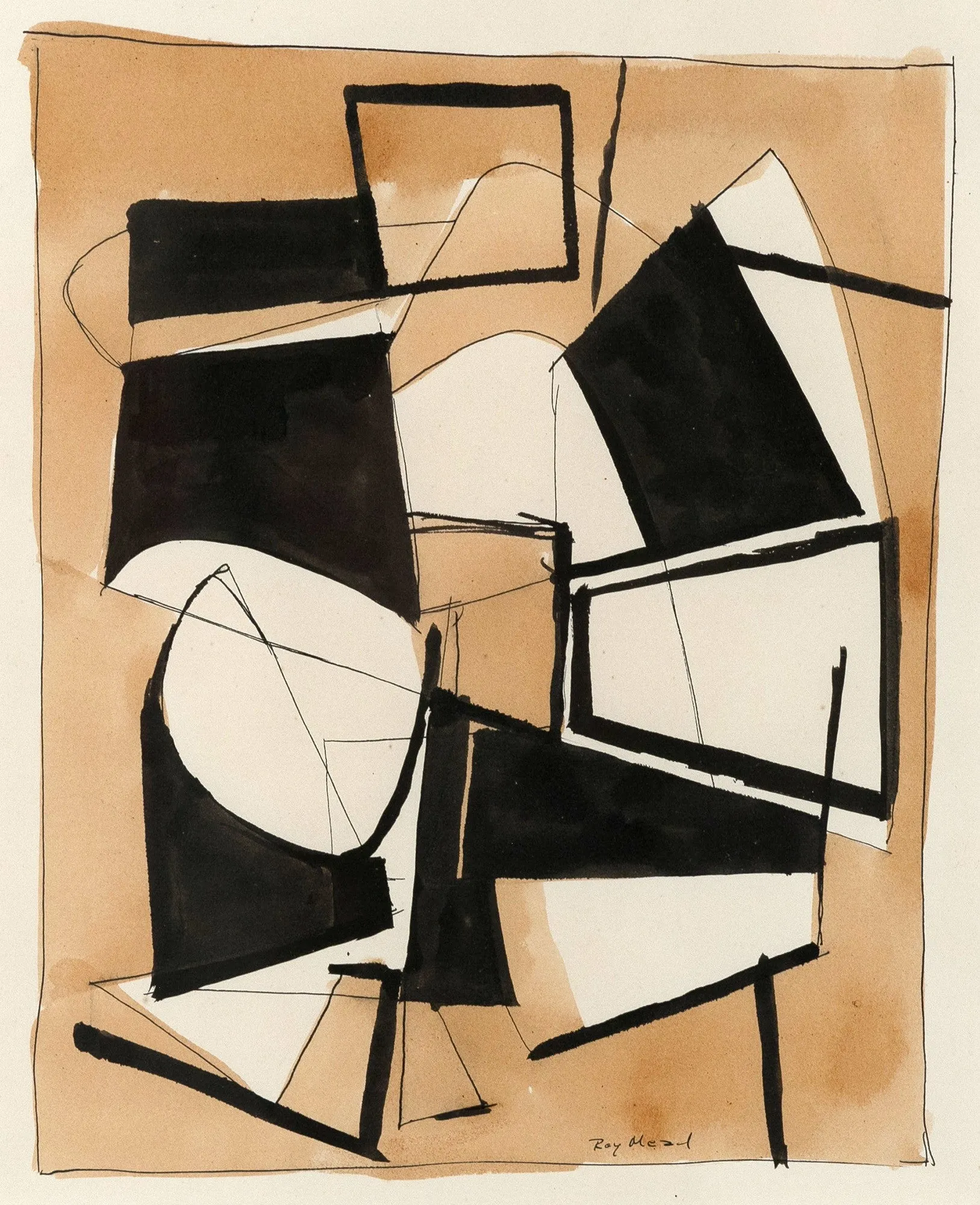 RAY MEAD "UNTITLED" WATERCOLOR, 1955