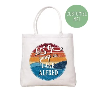 Retro Jump In The Lake Tote Bag