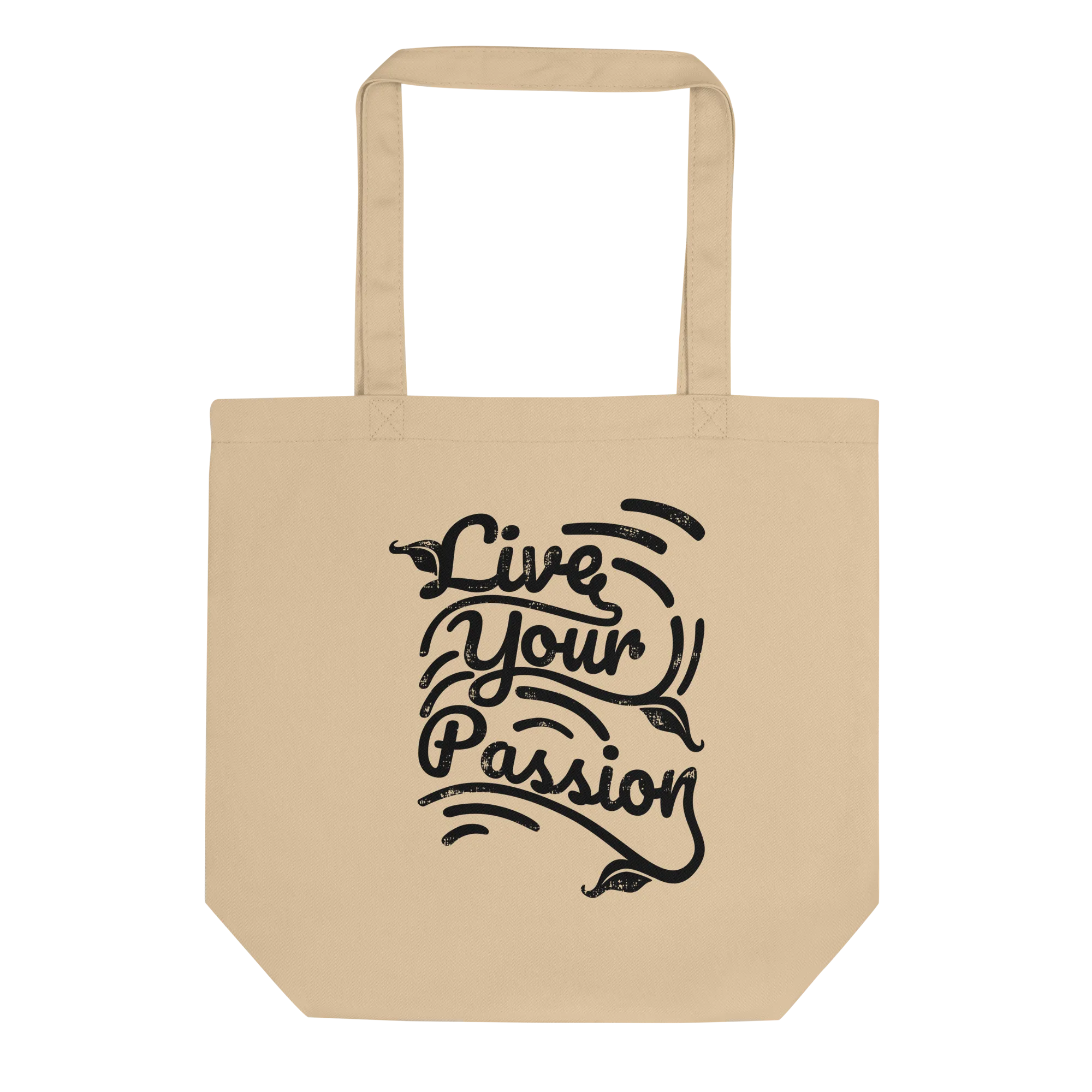 Retro Tote Bag - Live Your Passion Typography Design - Standard Size