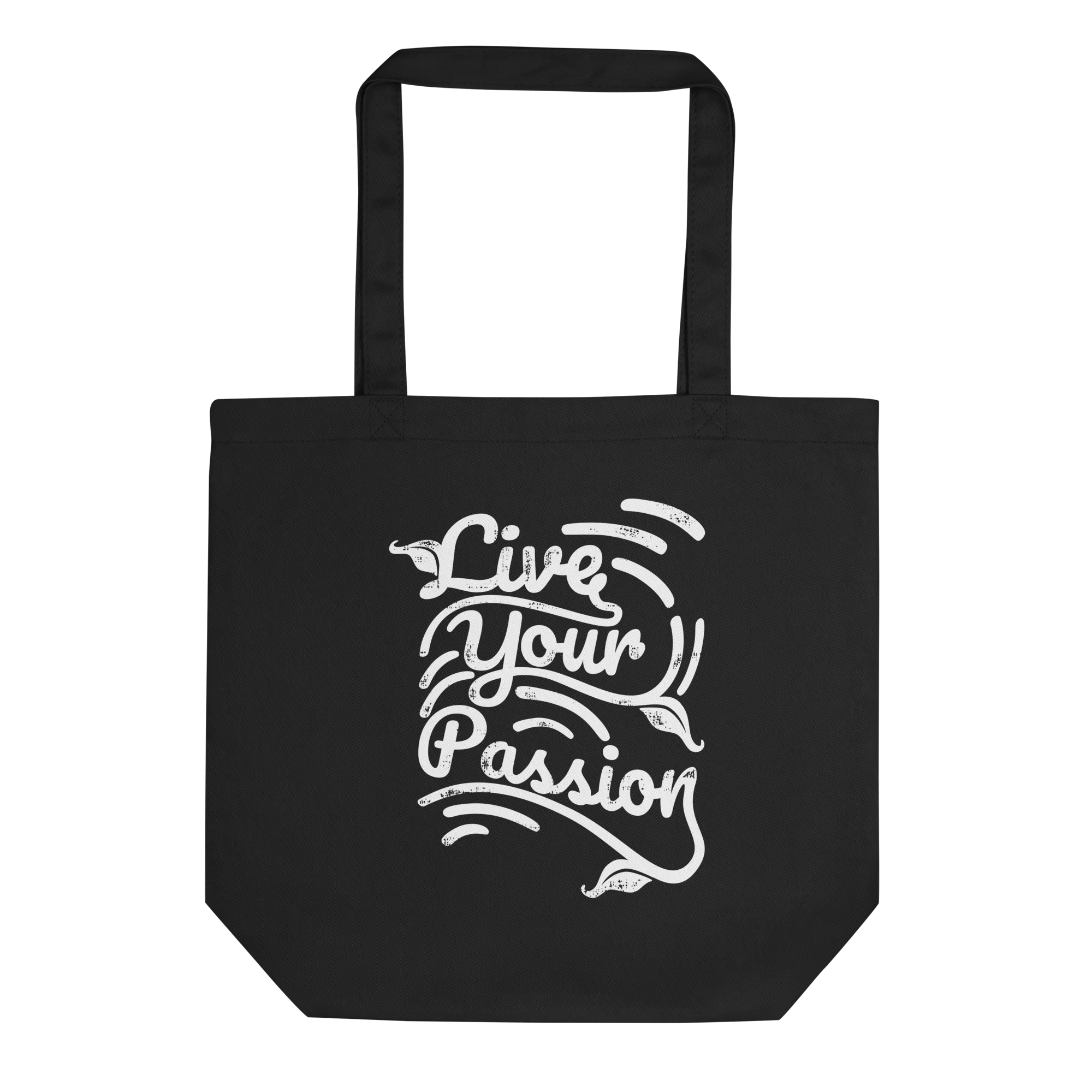 Retro Tote Bag - Live Your Passion Typography Design - Standard Size
