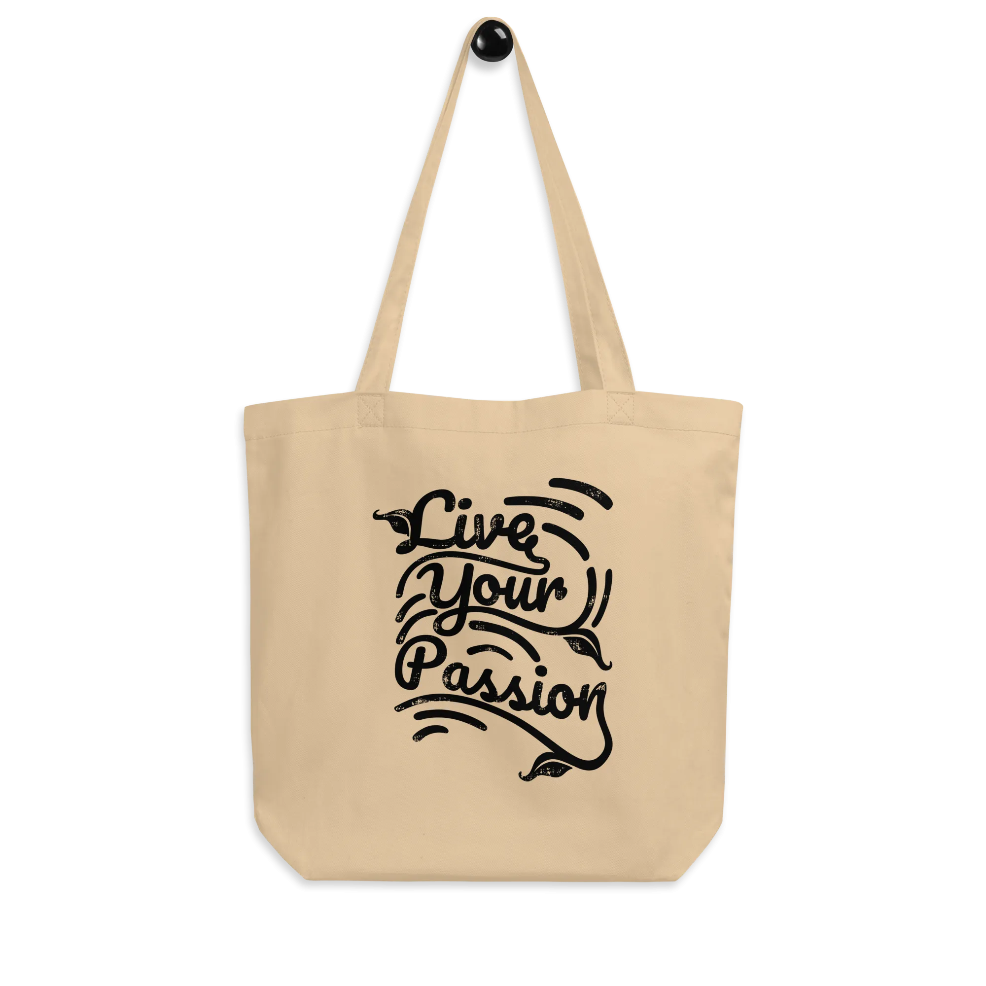 Retro Tote Bag - Live Your Passion Typography Design - Standard Size