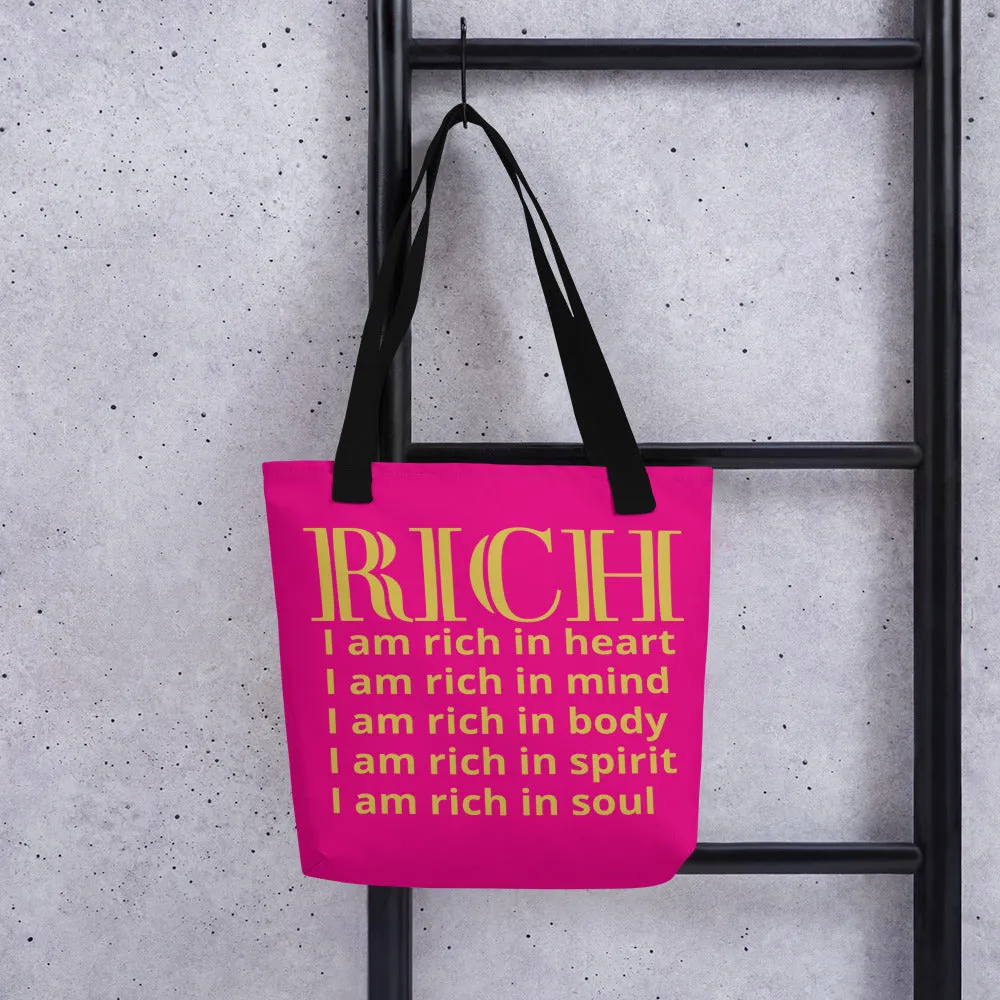 RICH BY XCLUSIF POETIX HOT PINK & GOLD Tote bag