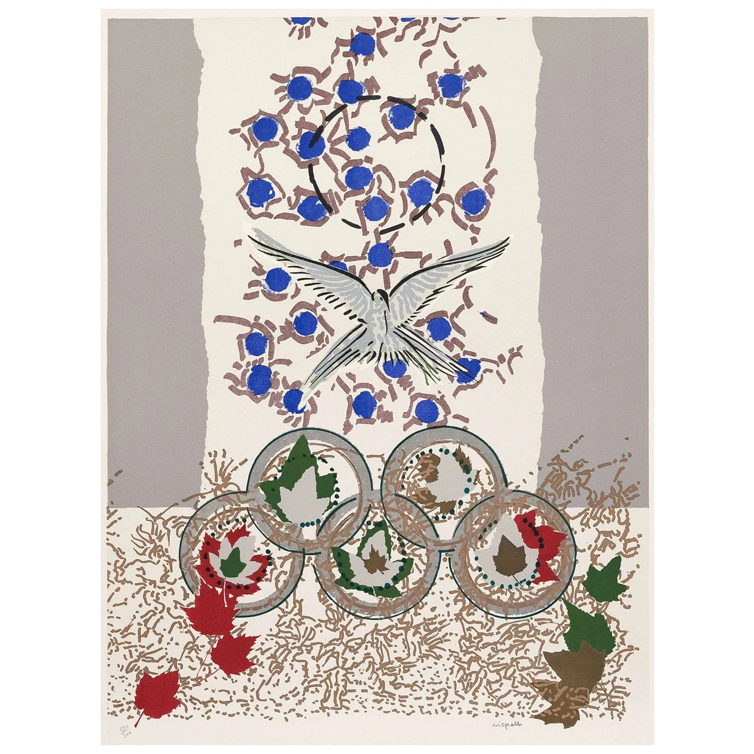 RIOPELLE "DOVE OF PEACE" SILKSCREEN, 1988