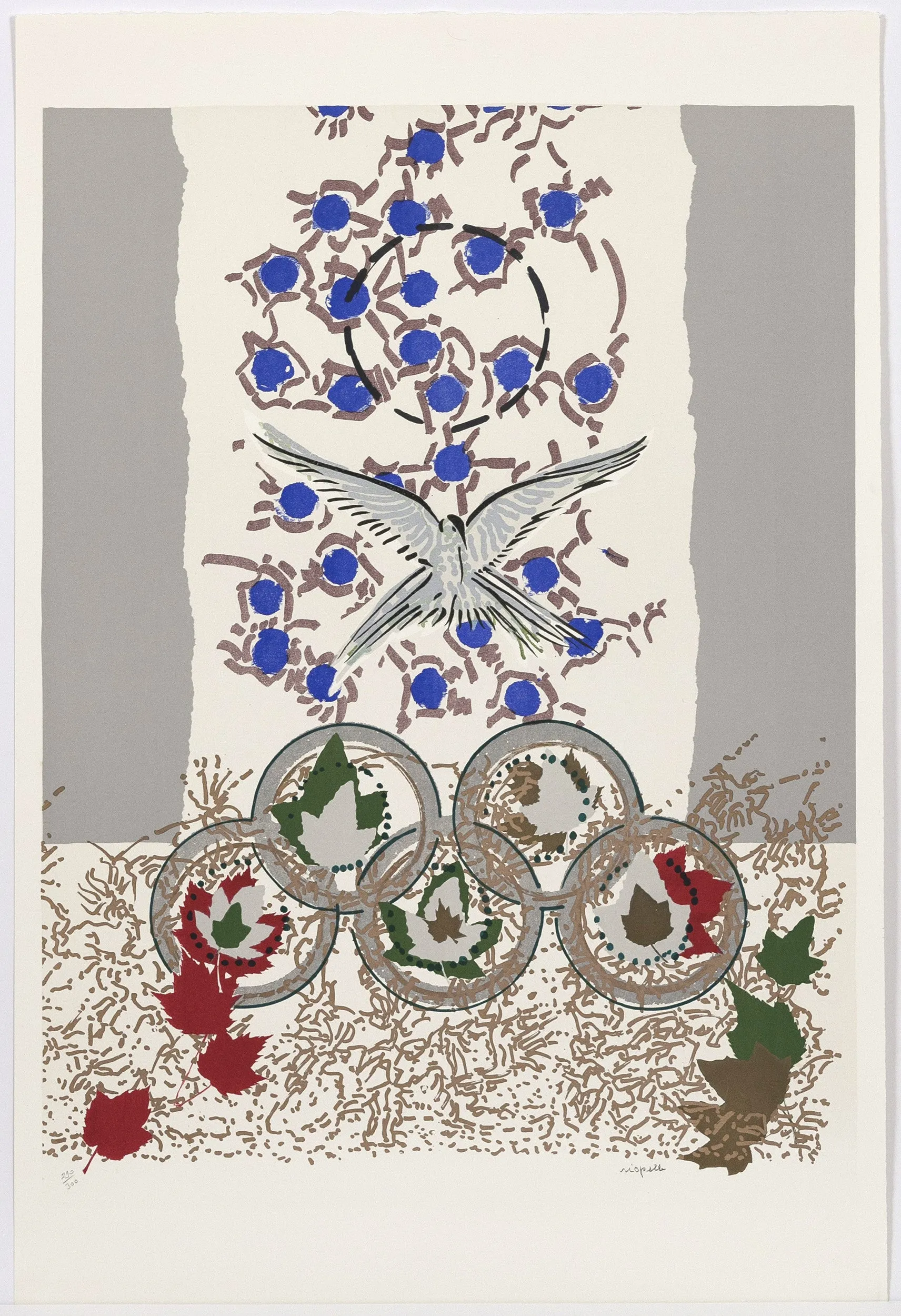 RIOPELLE "DOVE OF PEACE" SILKSCREEN, 1988