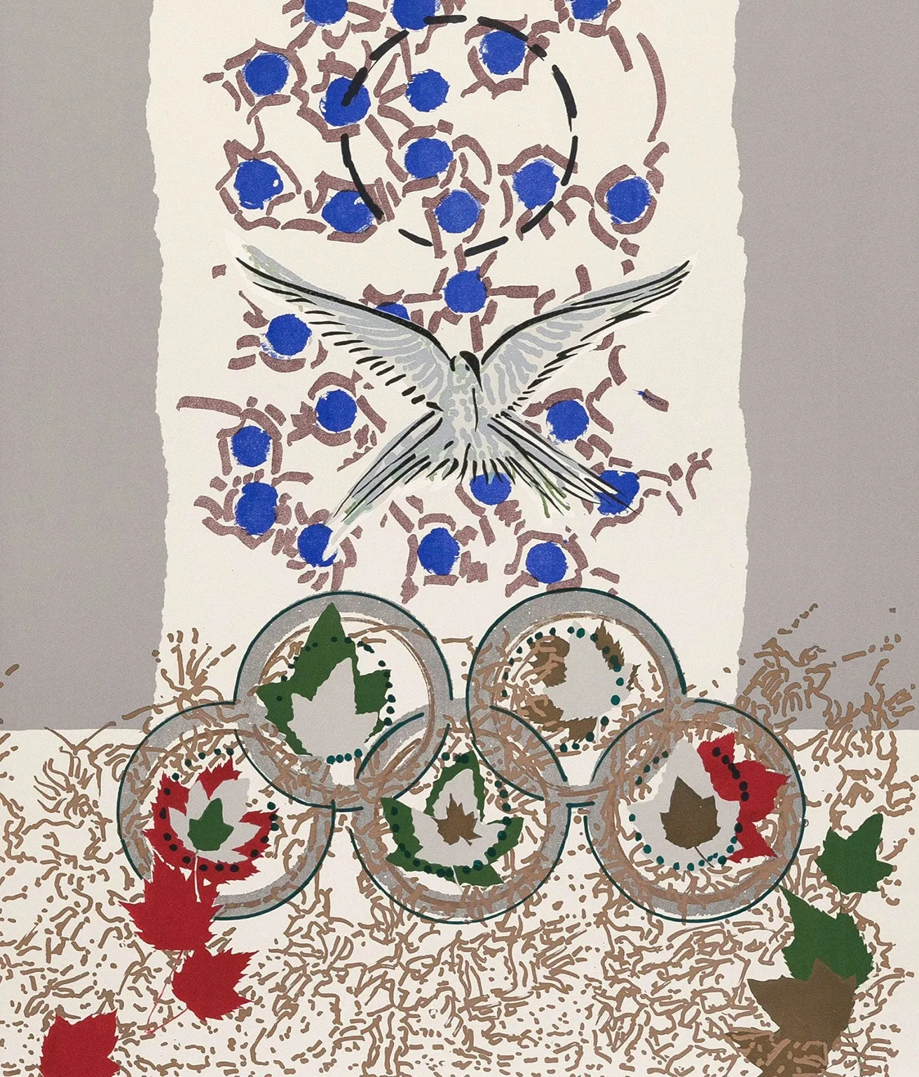 RIOPELLE "DOVE OF PEACE" SILKSCREEN, 1988