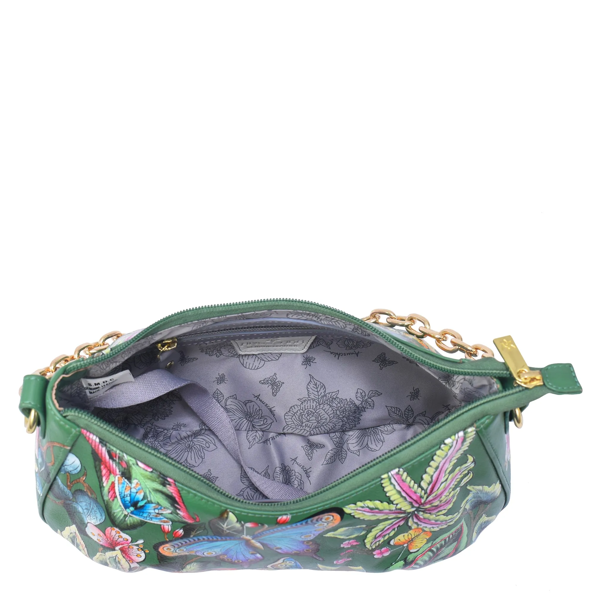 Ruched East West Hobo With Chain - 722