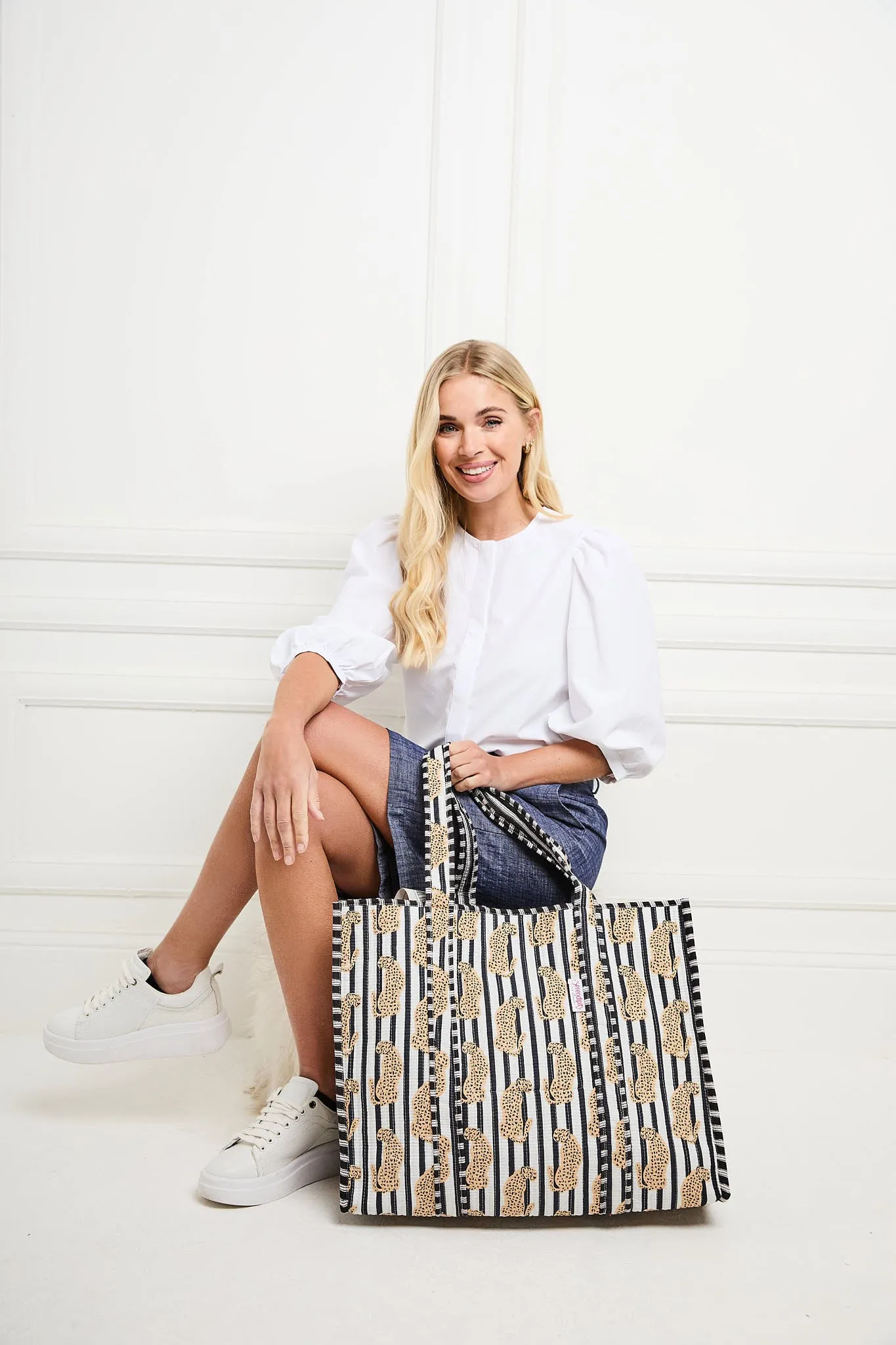 Serendipity Cotton Quilted Tote - Leopard