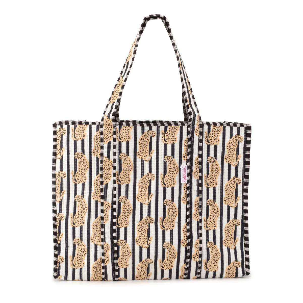 Serendipity Cotton Quilted Tote - Leopard