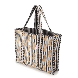 Serendipity Cotton Quilted Tote - Leopard