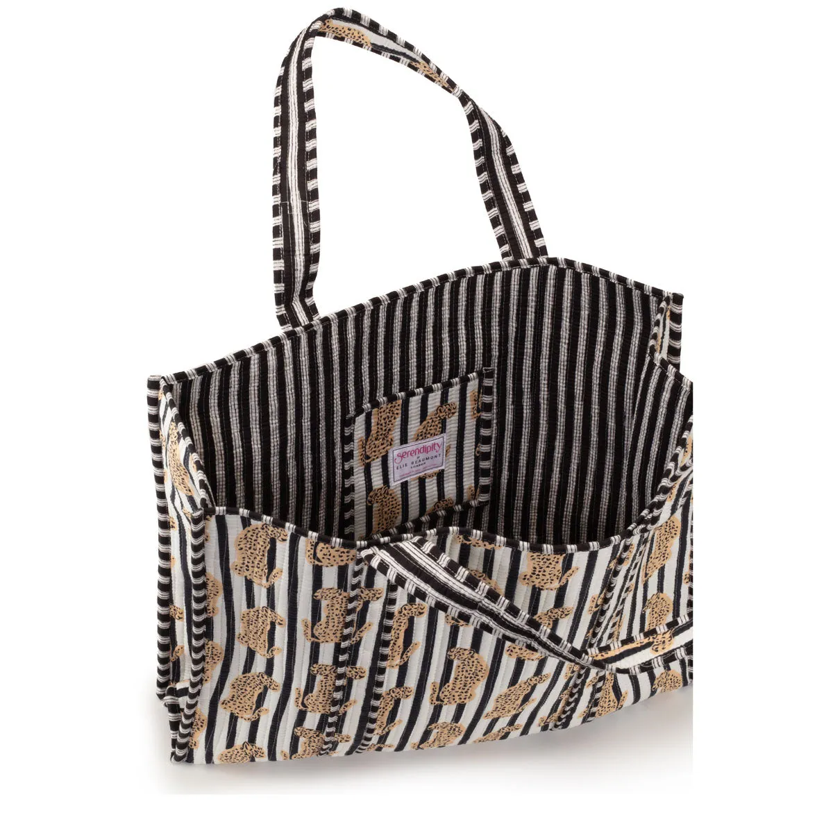 Serendipity Cotton Quilted Tote - Leopard