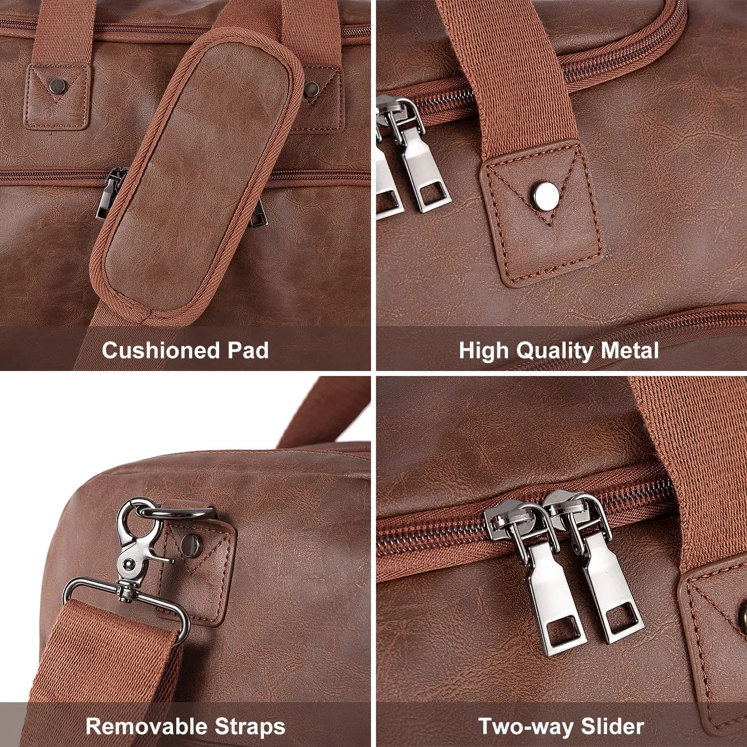 seyfocnia Leather Duffel Bag with Shoe Pouch, Waterproof Weekend Travel Bag