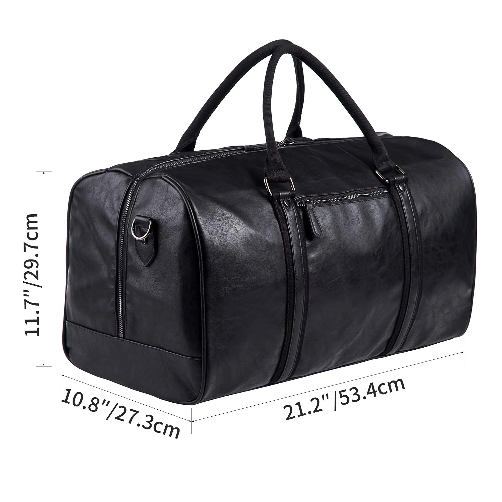 seyfocnia Leather Duffle Bag, Waterproof Weekend Travel Bag