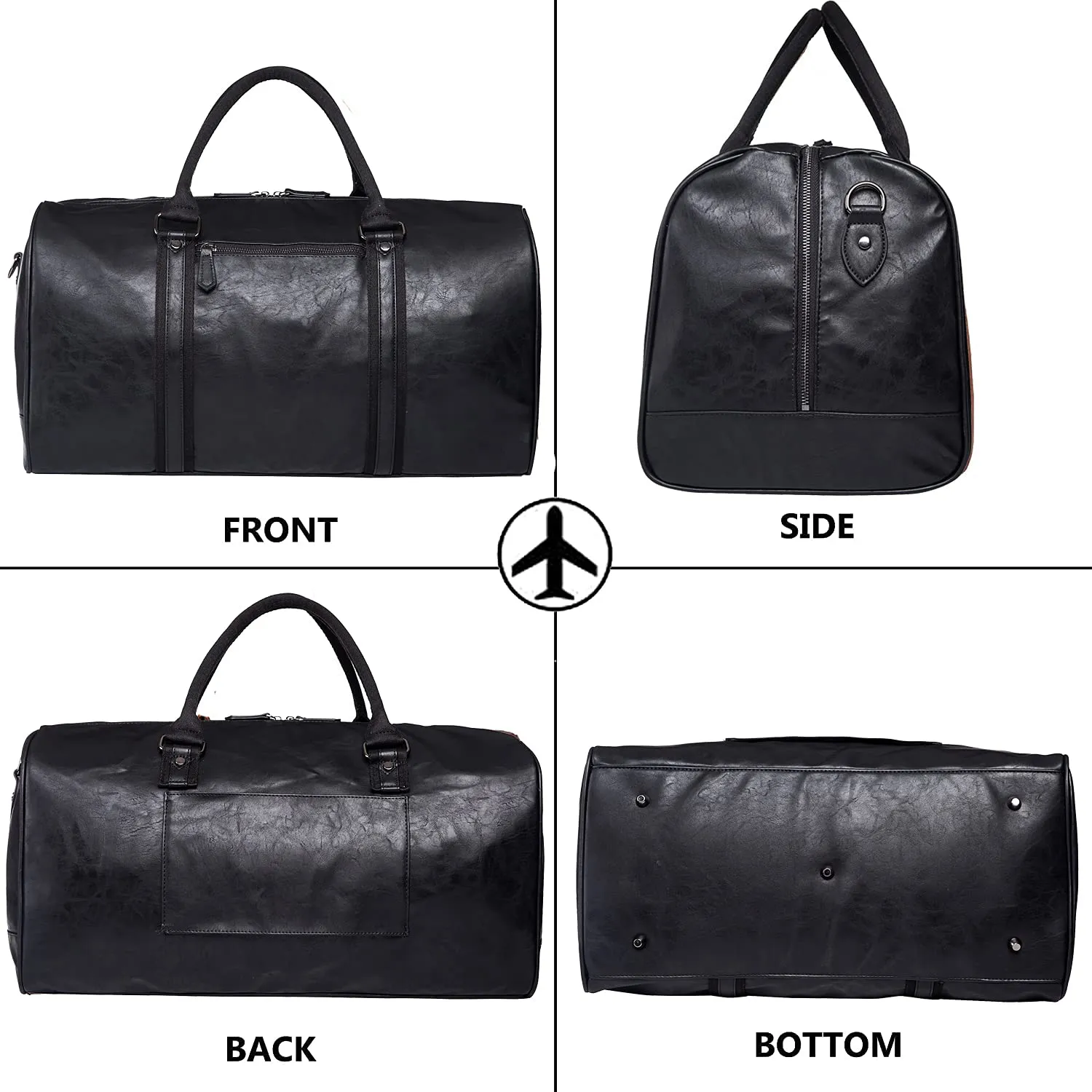 seyfocnia Leather Duffle Bag, Waterproof Weekend Travel Bag