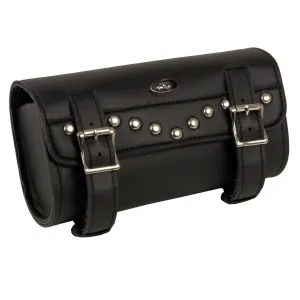 SH49801 Black PVC Large Two Buckle Studded Tool Bag for Motorcycles