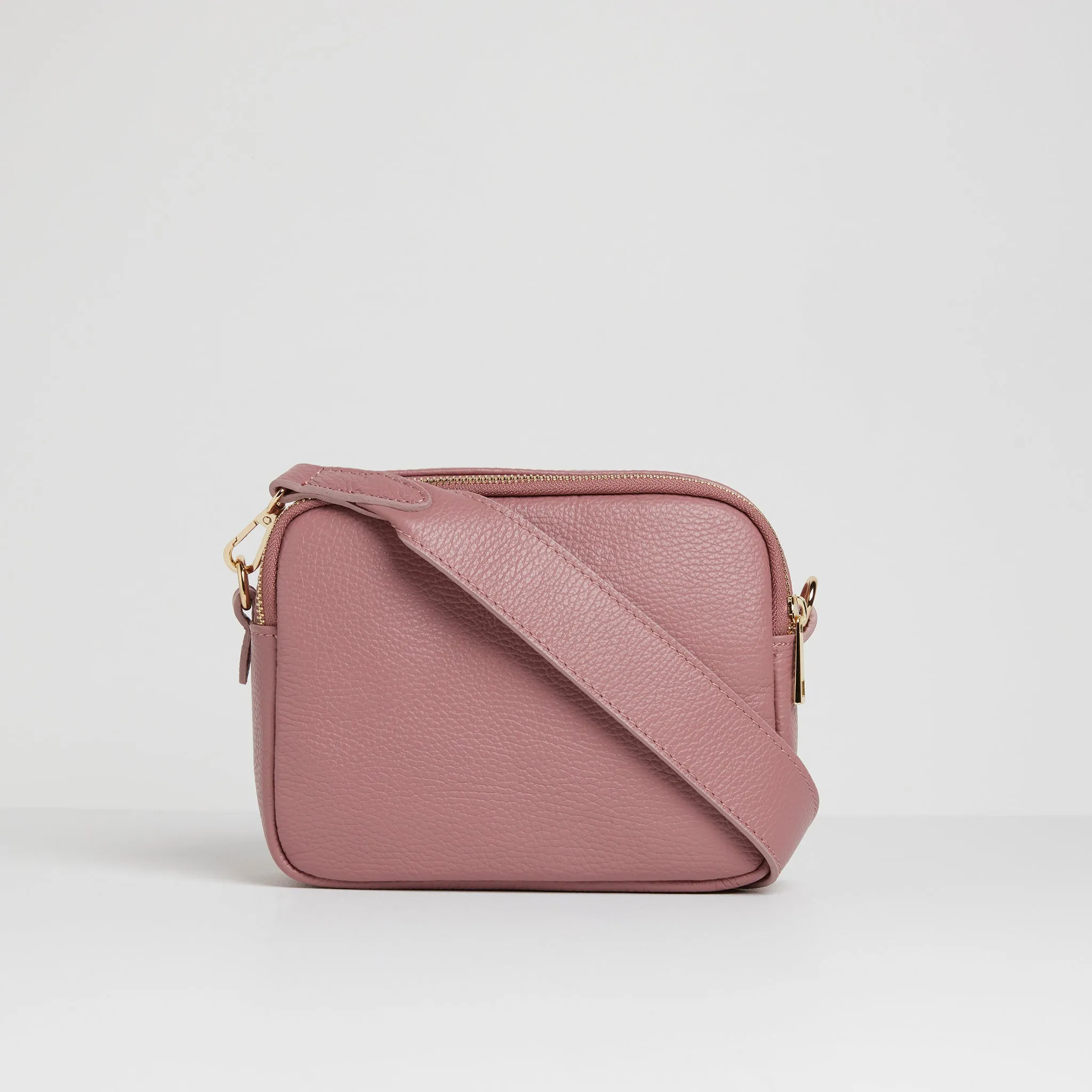Sienna Crossbody Bag in Antique Pink with Candy Stripe Strap