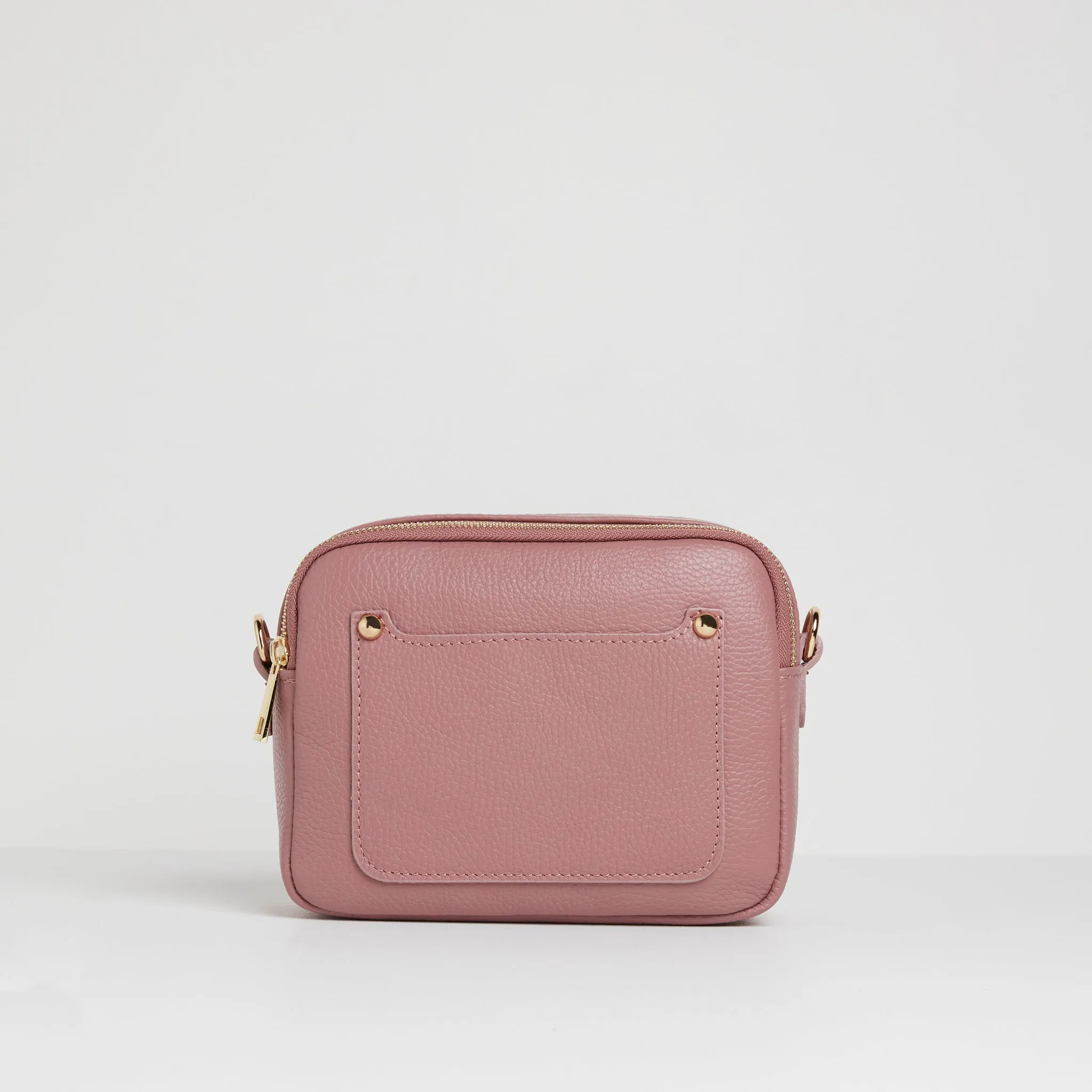 Sienna Crossbody Bag in Antique Pink with Candy Stripe Strap