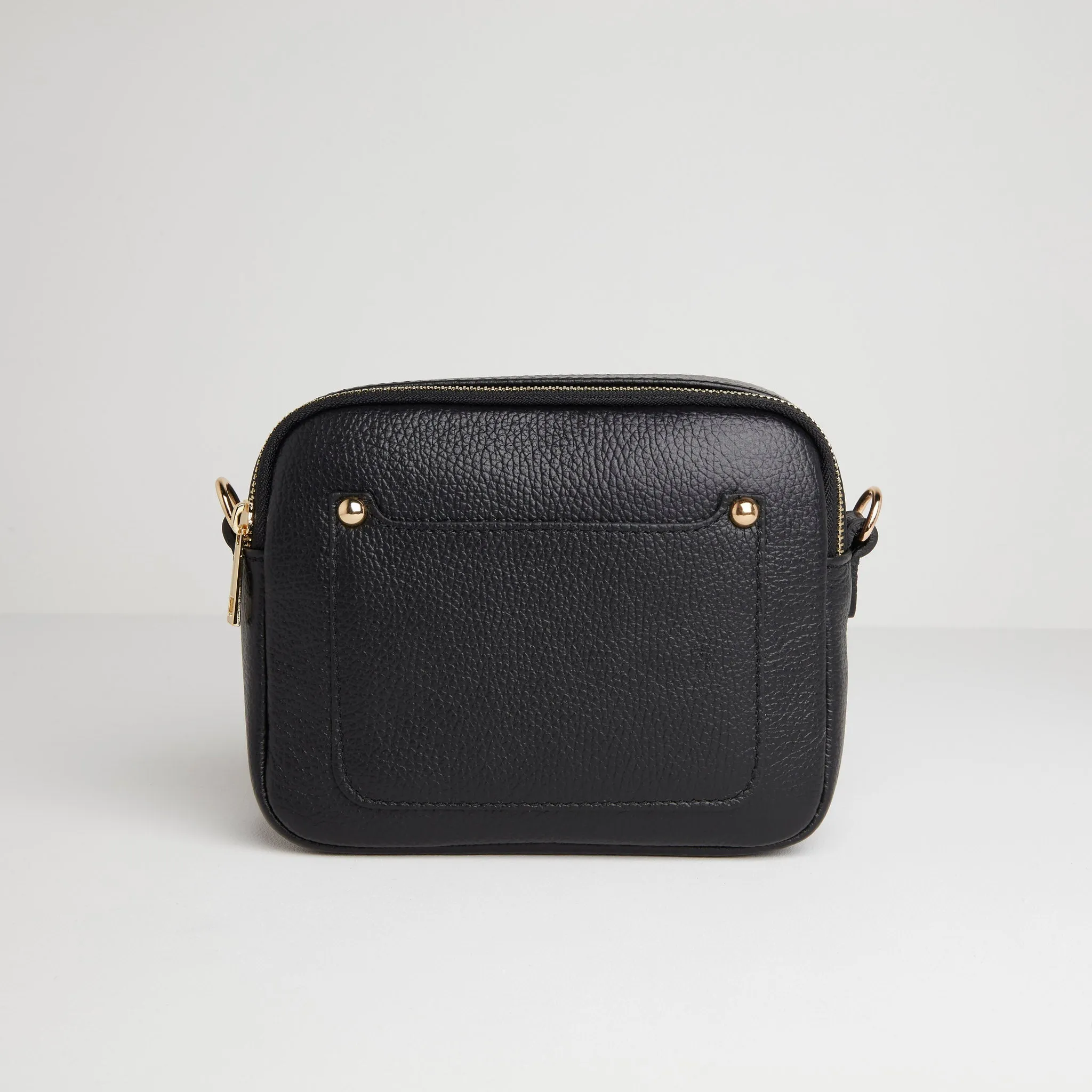 Sienna Crossbody Bag in Black with Green Stripe Strap