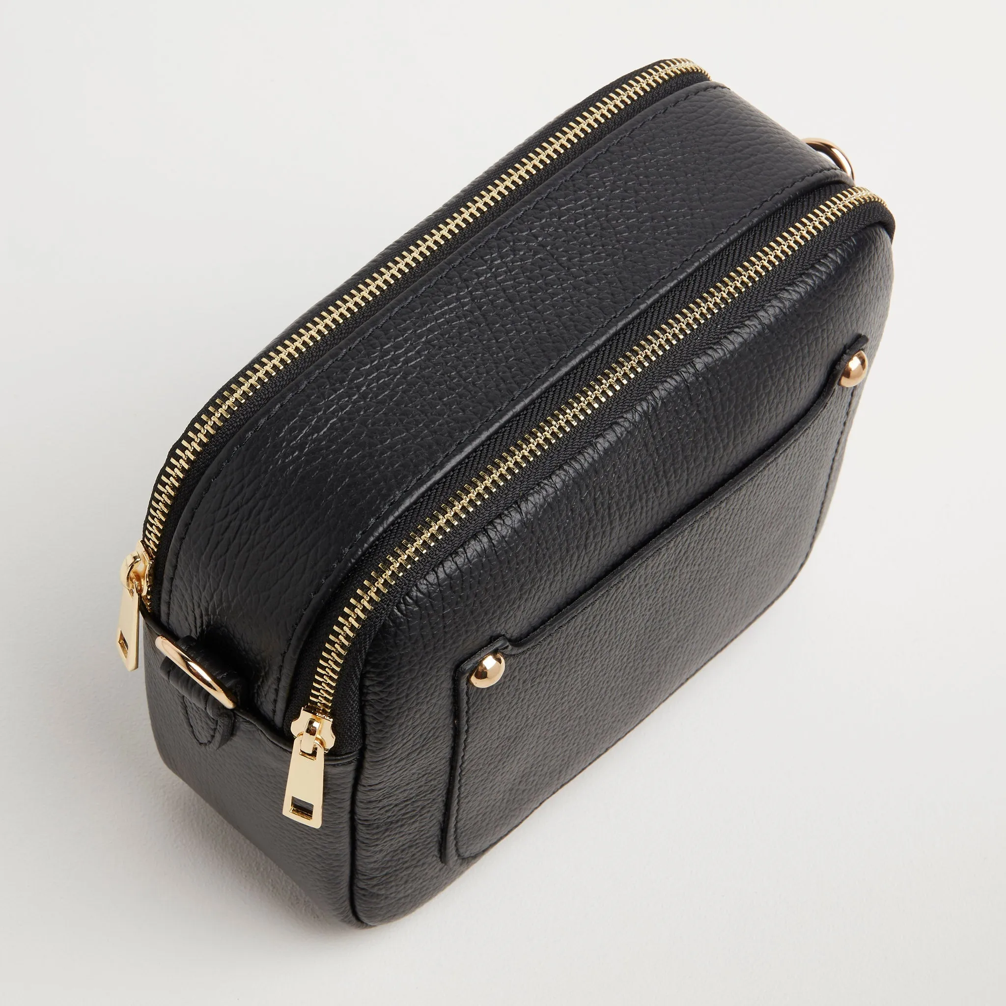Sienna Crossbody Bag in Black with Green Stripe Strap