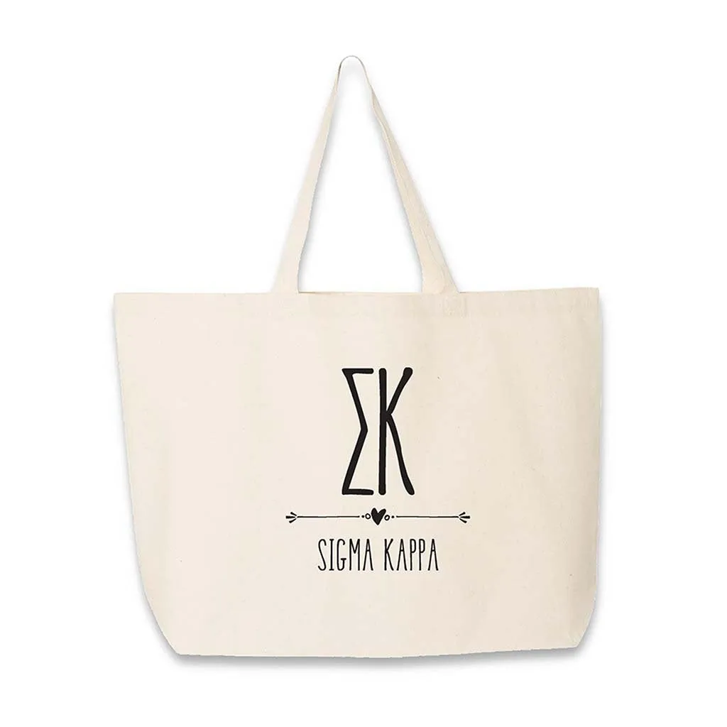 Sigma Kappa Stylized Sorority Greek Letters Printed Canvas Bag