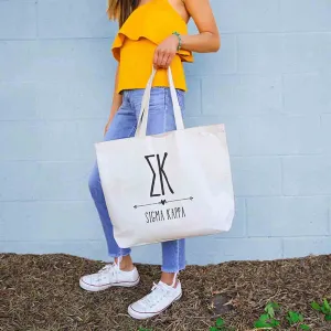 Sigma Kappa Stylized Sorority Greek Letters Printed Canvas Bag