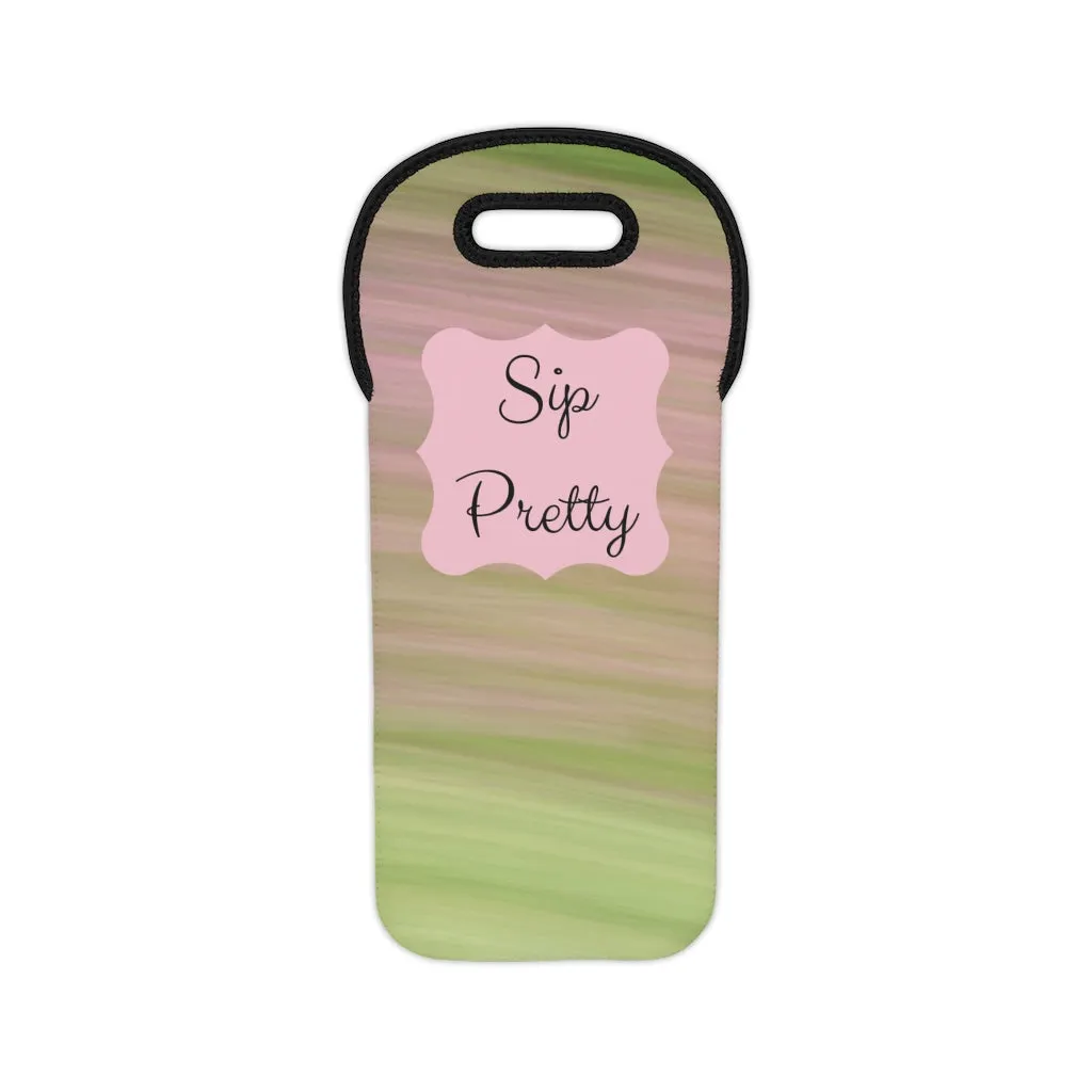 Sip Pretty Pink and Green Wine Tote Bag