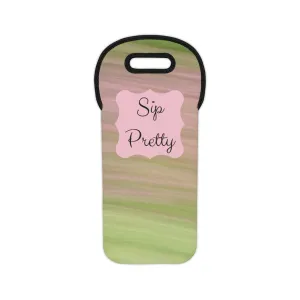 Sip Pretty Pink and Green Wine Tote Bag