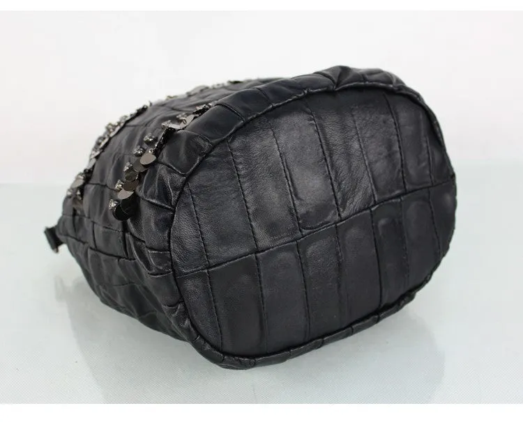 Skull Genuine Leather Bag for Women with Chain Handle