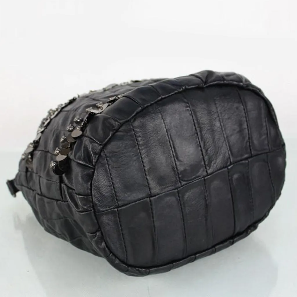 Skull Genuine Leather Bag for Women with Chain Handle