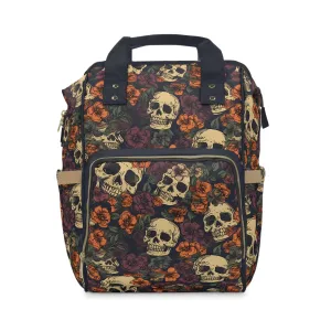 Skull Print Diaper Backpack - Multifunctional & Durable Baby Bag for Stylish Parents, Spacious & Organized Nappy Bag